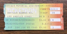 RARE 1983 Buffalo Sabres Ticket Stub MIKE RAMSEY 4 POINTS vs Los Angeles Kings