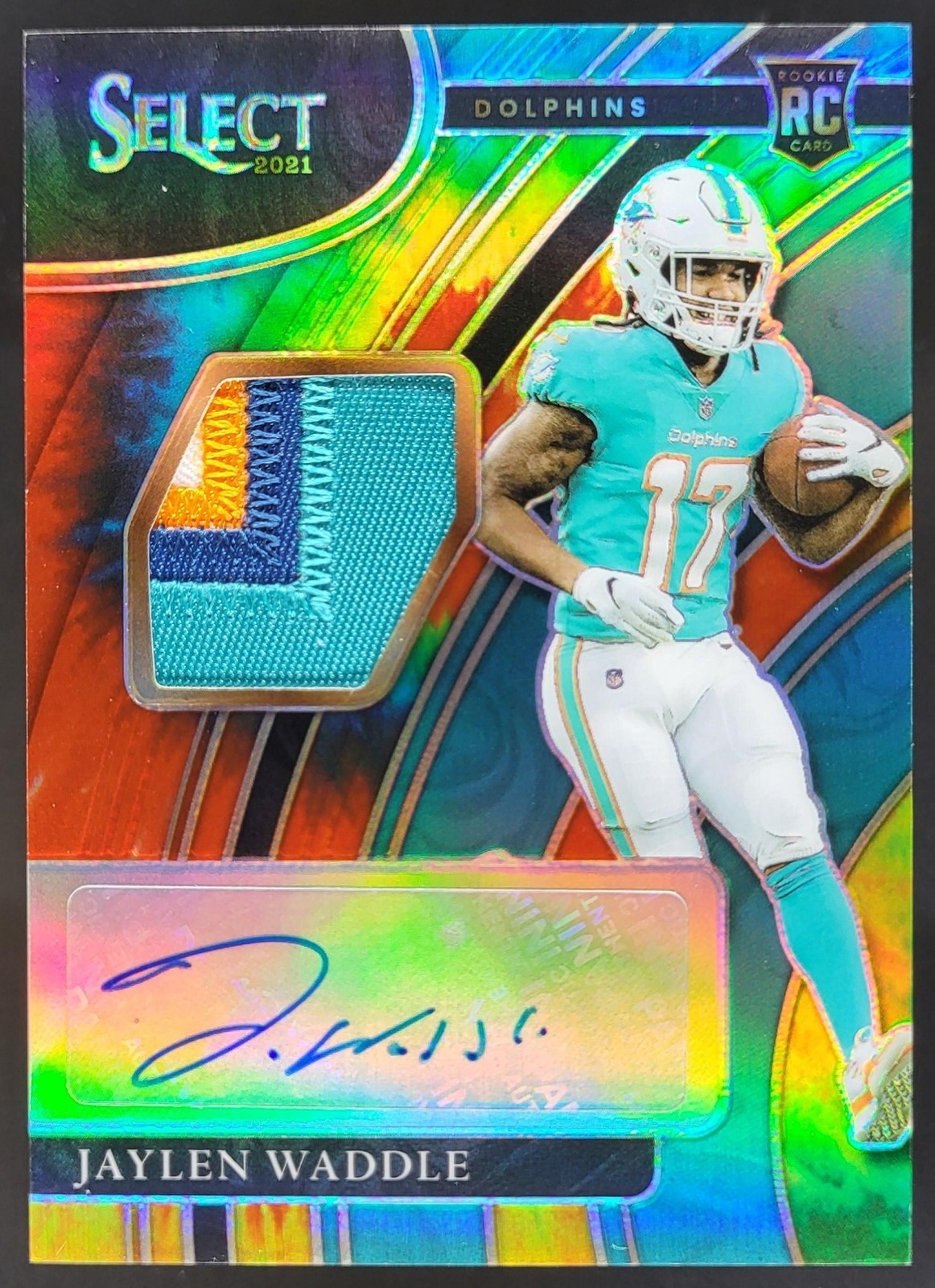 Jaylen Waddle Panini Select Rookie Signature Memorabilia #RSMJWA Tie-Dye Prizm
