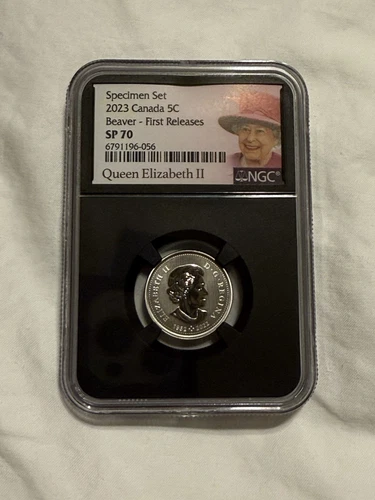 2023 CANADA 5 CENT NGC SP70 QUEEN ELIZABETH NICKEL FIRST RELEASES LAST YEAR