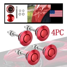 4x red Push Button Quick Release Hood Pins Bonnet Clip Lock Car Bumper Latch Kit