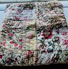 Pottery Barn Euro Pillow Sham Floral Cottage Core Patchwork Bedroom Decor