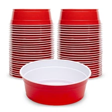 Red Party Cup Bowls - 50 Small Disposable Plastic Bowls