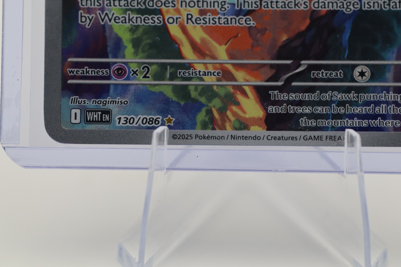 Pokémon TCG Sawk 130/086 Illustration Rare Holo SV White Flare