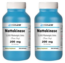 Nattokinase 200mg 5000 FU/g Fibrinolytic Units 400 Capsules 2x SEALED Bottle