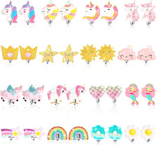 16 Pairs Clip On Earrings for Girls Kids Toddlers Dress Up Jewelry