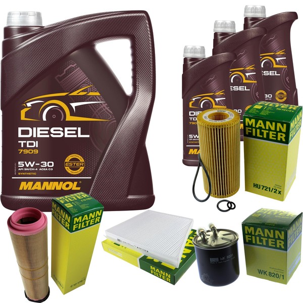 Mann Inspektionspaket 8L Mannol Diesel TDI 5W-30 FüR Mercedes W211 E 320 CDI-image