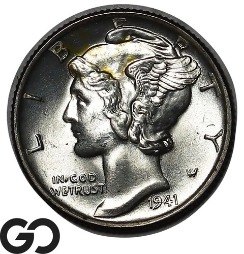 1941-D Mercury Dime, Full Split Bands, Superb Gem BU++ FSB