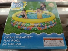 NIB (dented Box) H2O GO! Inflatable 3-Ring Swimming Pool 66" x 15", 134 Gallon