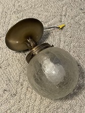Vintage 1970s Retro Crackle Glass Ceiling Light Fixture Chandelier Mid Century