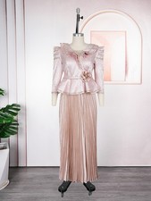 African Dashiki Abaya Top Long Skirt Flower Kaftan Women 2Pcs Set Evening Party