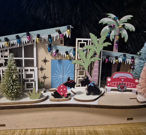 World Market | Mid Century Modern Christmas House - Carport | LED Decor (Dogs) - Picture 4 of 8