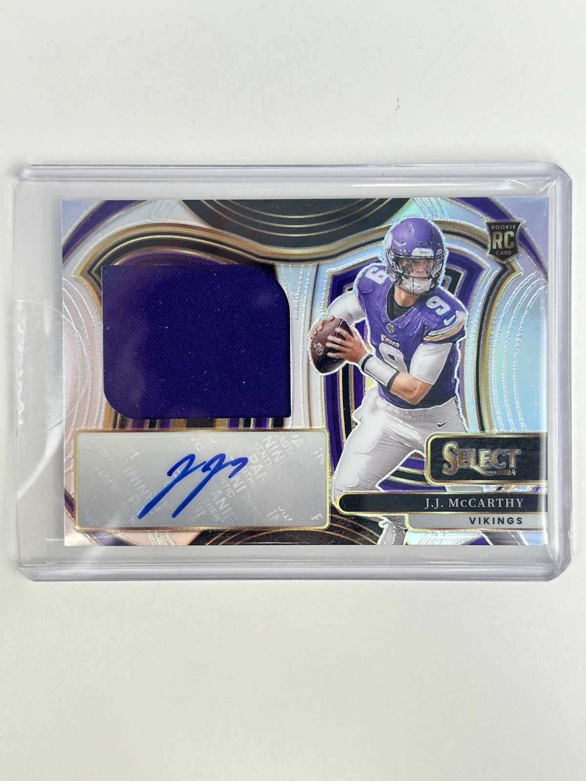 JJ McCarthy Panini Select Jumbo Rookie Signature Swatches #JRSSJMY Base