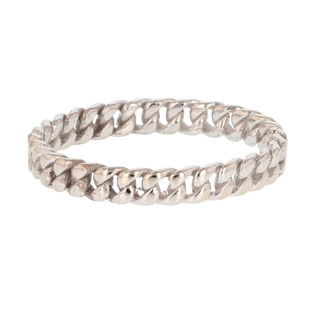 3.3mm Curb Link Chain Pattern Stackable Ring 10k … - image 2