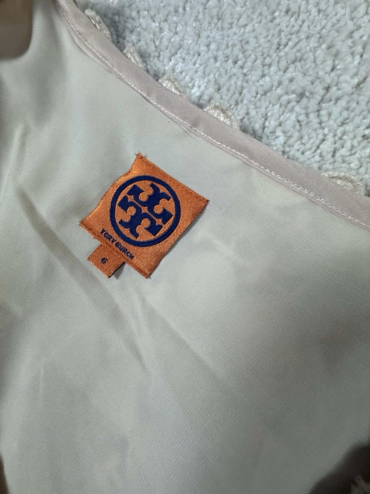 OFF WHITE Abito donna Tory Burch 6 uncinetto pizzo foderato canotta matita avorio bianco sporco