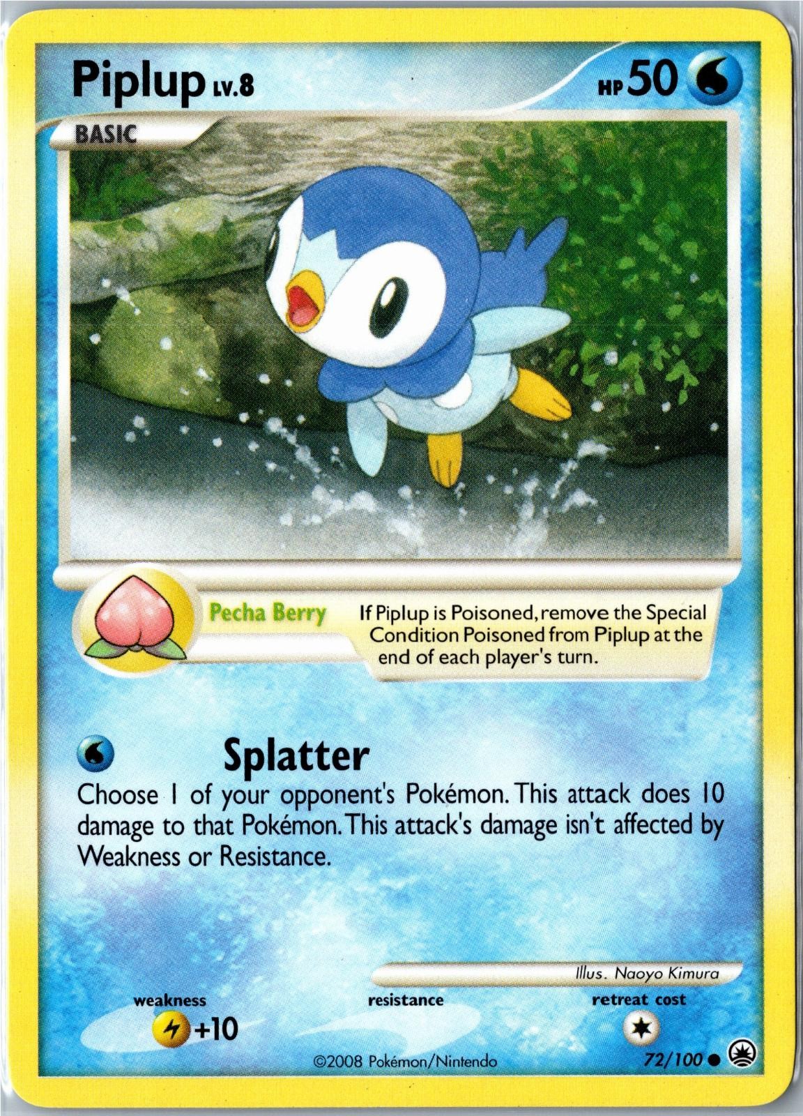 Pokemon Card - Piplup 72/100 Majestic Dawn Common Lightly Played