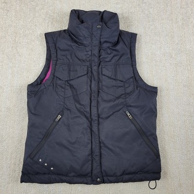 Columbia Down Puffer Vest Womens M Black Full Zip Quilted Packable Lightweight