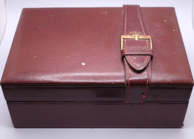 VINTAGE ROLEX WATCH BOX BROWN LEATHER WOODEN 56.00.2 for sale