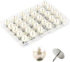 No-Sew Pearl Buttons, 30 Sets of 2/5 Inch Removable Reusable Brooch Pins for Shi