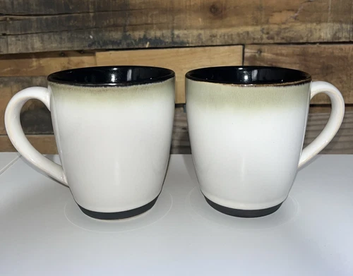 Sango Coffee Tea Cup Mug Nova Black 4932 Gray White Center Stoneware