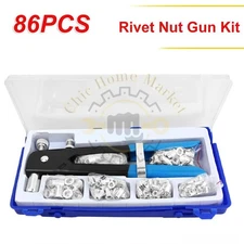 86PCS Rivet Nut Gun Kit Rivnut Setting Tools Nut Setter Tool Hand Blind Riveter