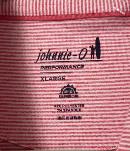 Neu mit Etikett Johnnie-O Lyndonn Performance Polo gestreiftes Golfshirt Herren XL weiß rot - Bild 5 von 10