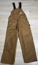 Vtg Carhartt Bib Overalls Made in USA Double Knee Mens Size 34x30 RO1 BRN