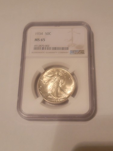 1934 WALKING LIBERTY HALF DOLLAR NGC MS-65 SILVER COIN