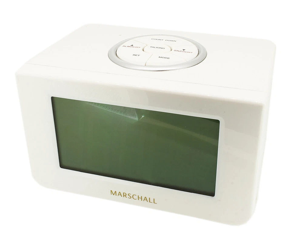 Marschall Habla Radio Despertador Alarma Digital Plástico Blanco Reloj que 34 - Imagen 2 de 3