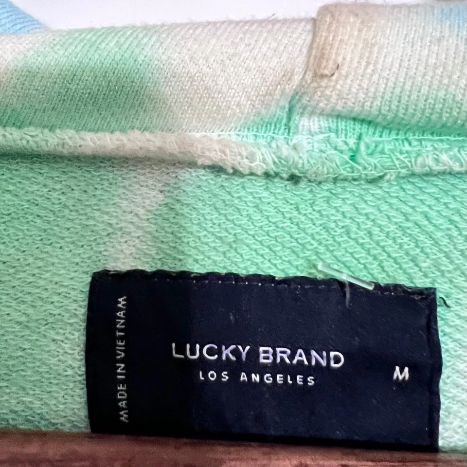 Sudadera con capucha vintage Lucky Brand para hombre talla M con logotipo teñido con corbata polar algodón Foto 4 de 4