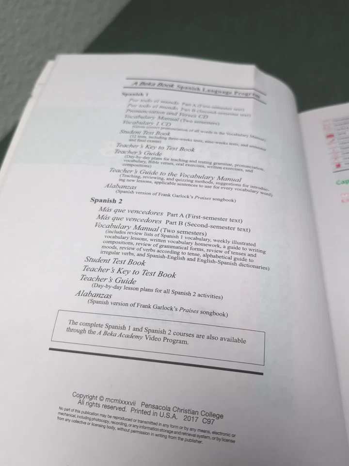 Abeka Spanish 1B Por Todo El Mundo & 2B, Mas que Vencedores, Student Workbook - Image 4 of 4