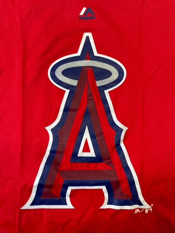 Majestic Men's Los Angels Of Anaheim Synthetic Official Logo T-shirt, Red-Small - Image 3 of 4