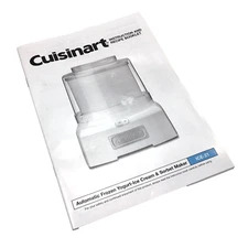 Cuisinart Ice Cream Maker ICE-21PKP1 ICE-21RP1 INSTRUCTION MANUAL RECIPE BOOK