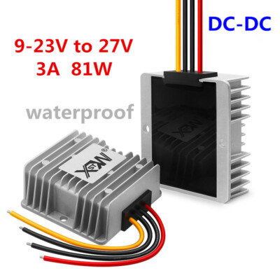 9-23V to 27V 3A 81W power converter waterproof module DC-DC 12V to 27V