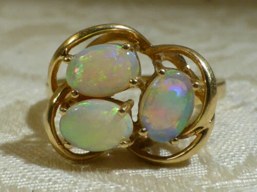 Yellow Gold Fire Opal Fine Gemstone Rings