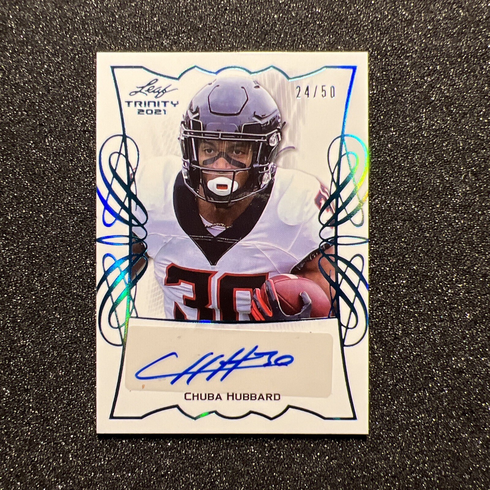 Chuba Hubbard Leaf Trinity Portrait Autographs #TPACH1 Base