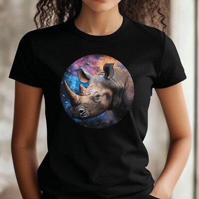 T-Shirt Frauen Nashorn Portrait Motiv Baumwolle Größe XS bis 3XL