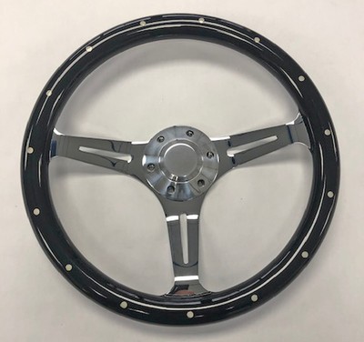Mahogany Style Steering Wheel with Chrome Spokes (68-75 Mahogany Style Steering Wheel with Chrome Spokes (68-75