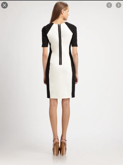 OFF WHITE ABITO TUBINO REBECCA TAYLOR COLOR BLOCK NERO BIANCO SPORCO tg 4