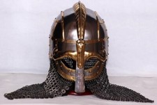 Mittelalterlicher Viking Vendel Helm mit Kettenhemd 18 Gage Steel Helm