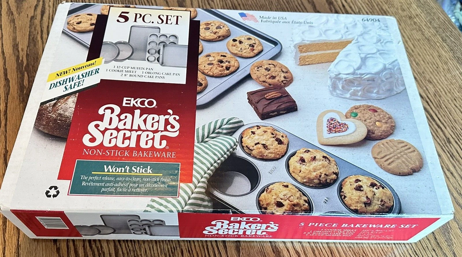 Ekco Baker's Secret 5-Piece Baking Pan Set Non-Stick New Open Box NOS NIP