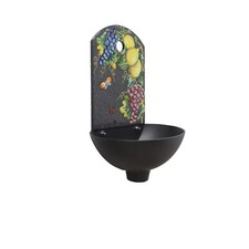 Fontana a muro Petra giardino in pietra e vasca alluminio grigio ghisa