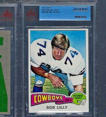1975 TOPPS  RARE BVG  NO NAME  BACK  DALLAS  COWBOYS BOB LILLY VARIATION