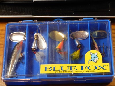 OLD BLUE FOX RAPALA KIT 5 LURES NEW IN PLASTIC BOX SEALED #3 LQQK