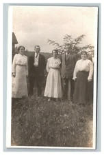 Vintage 1910's RPPC Postcard Photo of Three Couples on Lawn