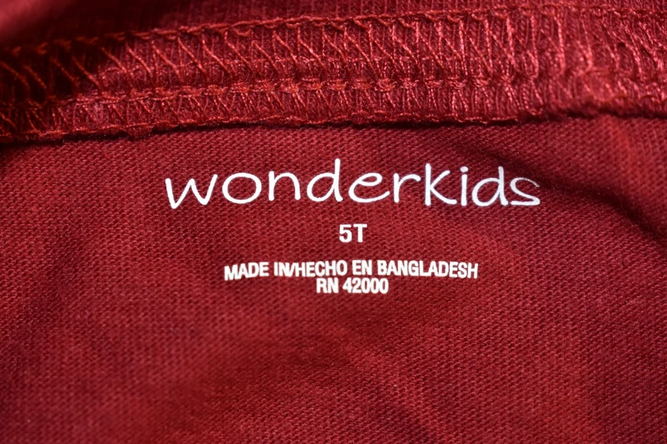 Camiseta WonderKids Borgoña Talla 5 Niño Rad Niños Regla Niño Foto 4 de 4