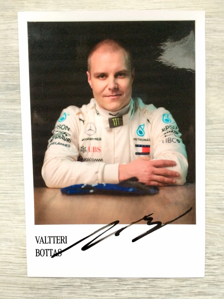 Bottas signed Mercedes F1 2019 Promo card. Original, Race Memorabilia. - Photo 1/4