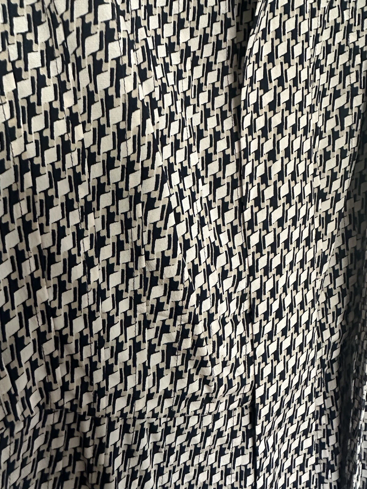 Abito TORY BURCH Elma astratto cravatta fiocco sgabello nero beige bianco taglia 2