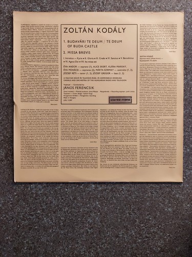 LP - FERENCSIK TE DEUM OF BUDA CASTLE/MISSA BREVIS ZOLTAN KODALY - Picture 2 of 6