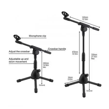 Microphone Tripod Stand with Boom Arm Adjustable Height Short Floor Mic Stand