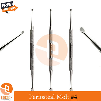 Dental Molt #4 Elevator Set Of 3 Periosteal Surgical Bone Curette Double Ended
